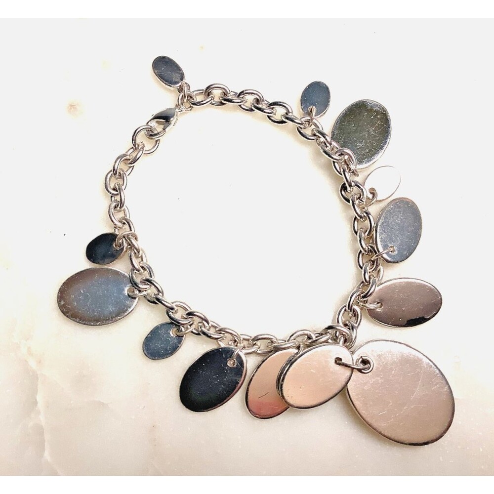 Charm Bracelet Ralph Lauren Chaps Silver Tone Heavy Links 6.75" Signed